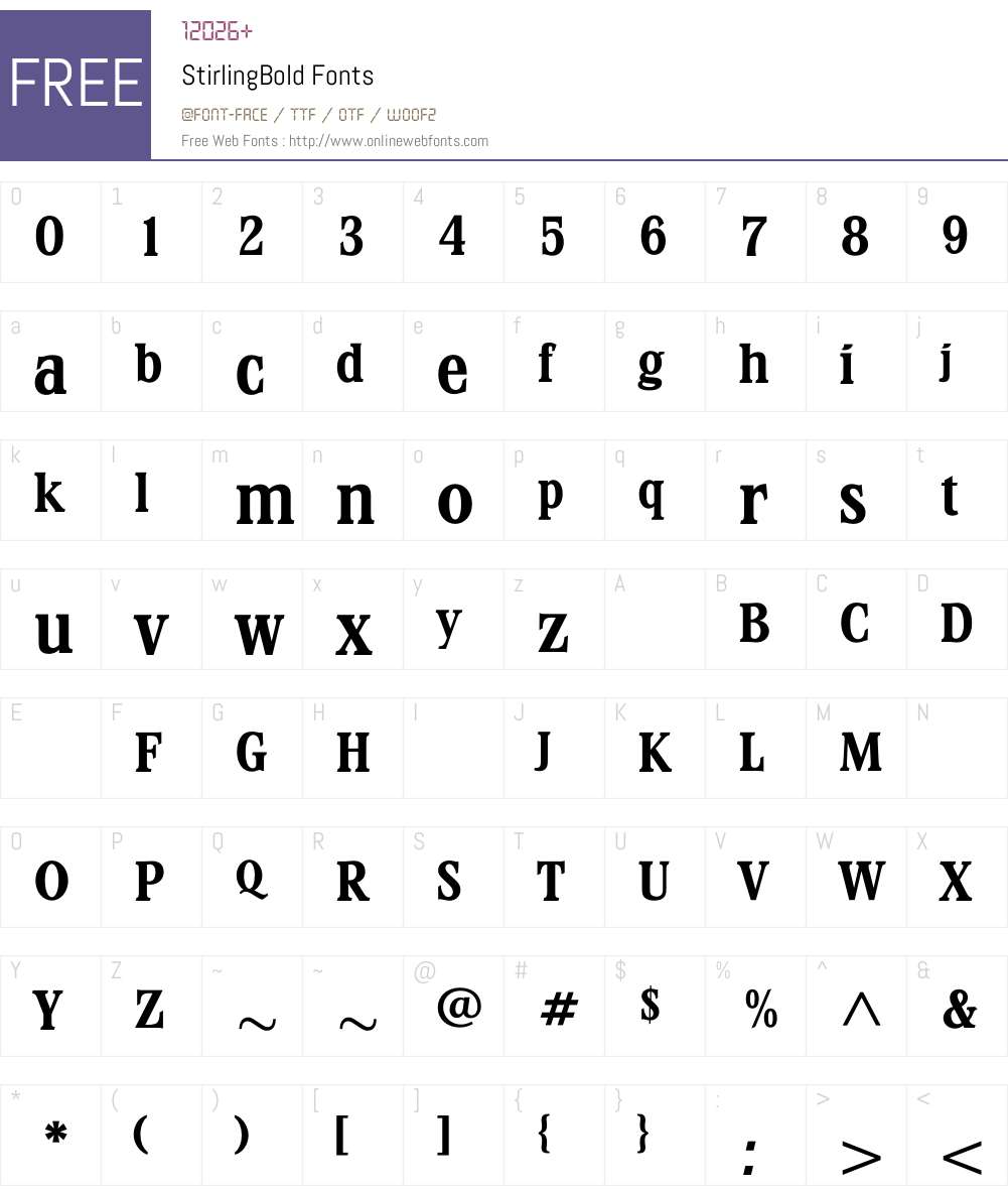 StirlingBold Font Screenshots