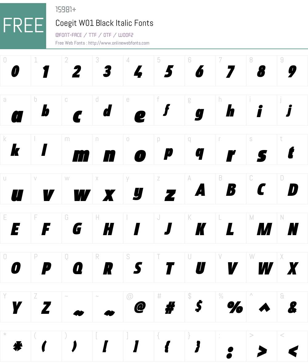 CoegitW01-BlackItalic Font Screenshots