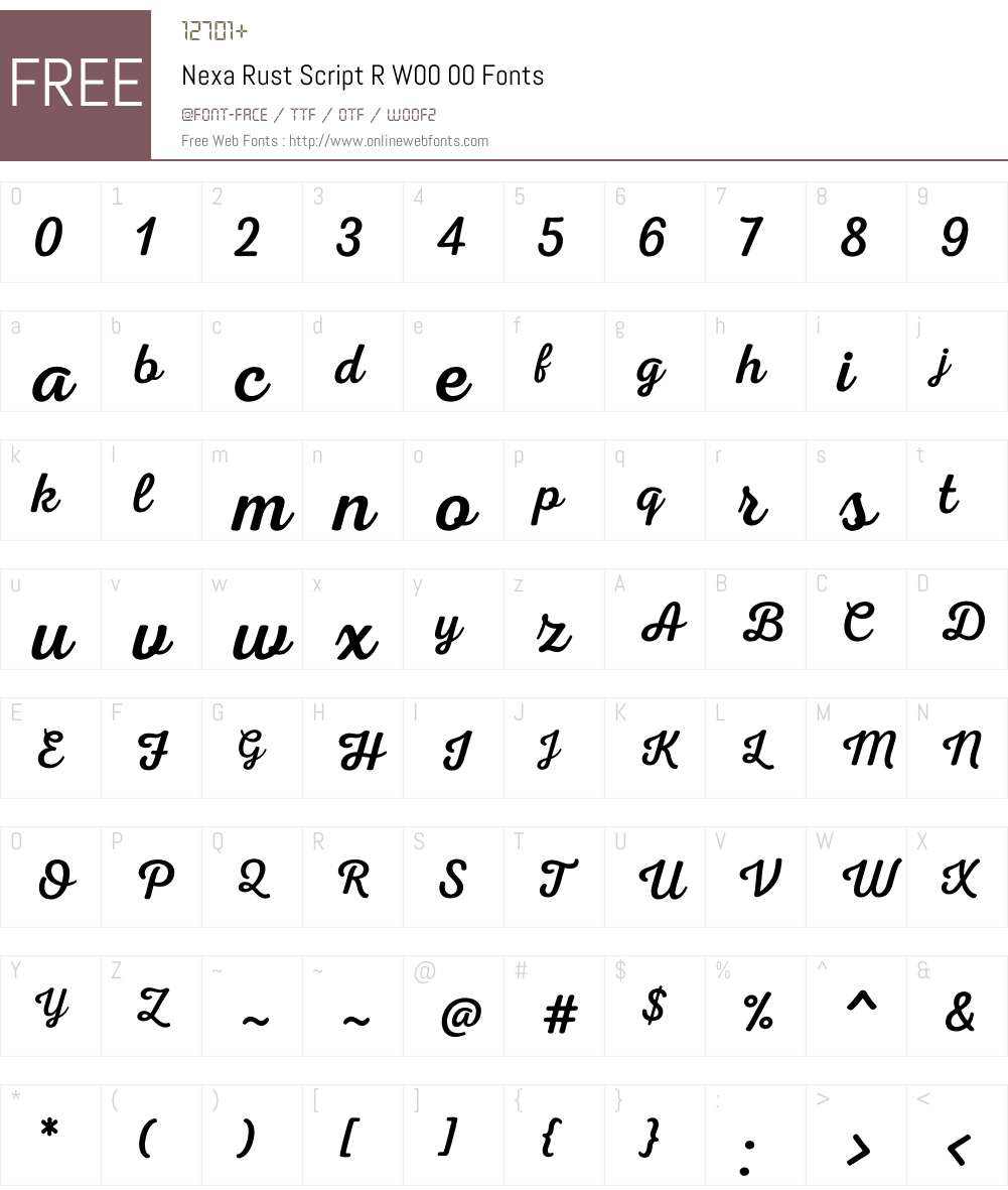 NexaRustScriptRW00-00 Font Screenshots