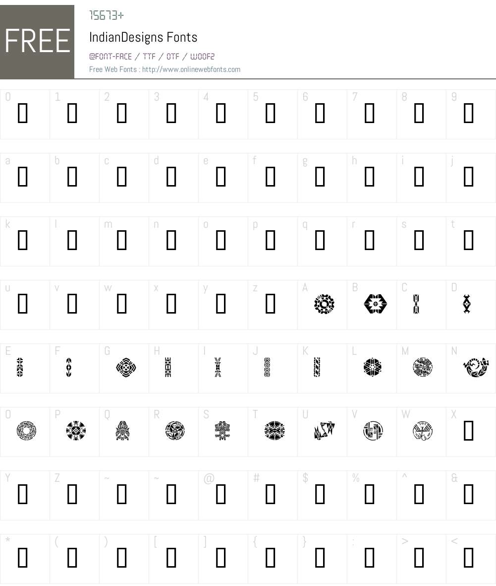 IndianDesigns Font Screenshots