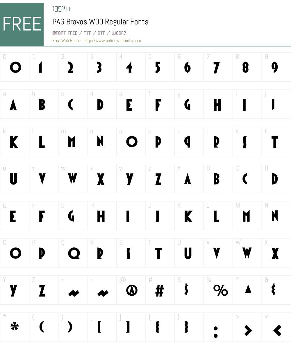 PAGBravosW00-Regular Font Screenshots