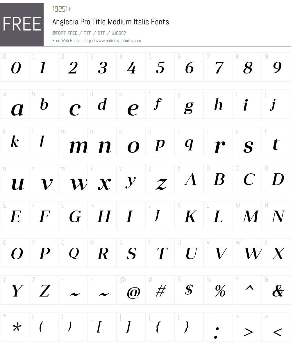 Anglecia Pro Tit Md Font Screenshots