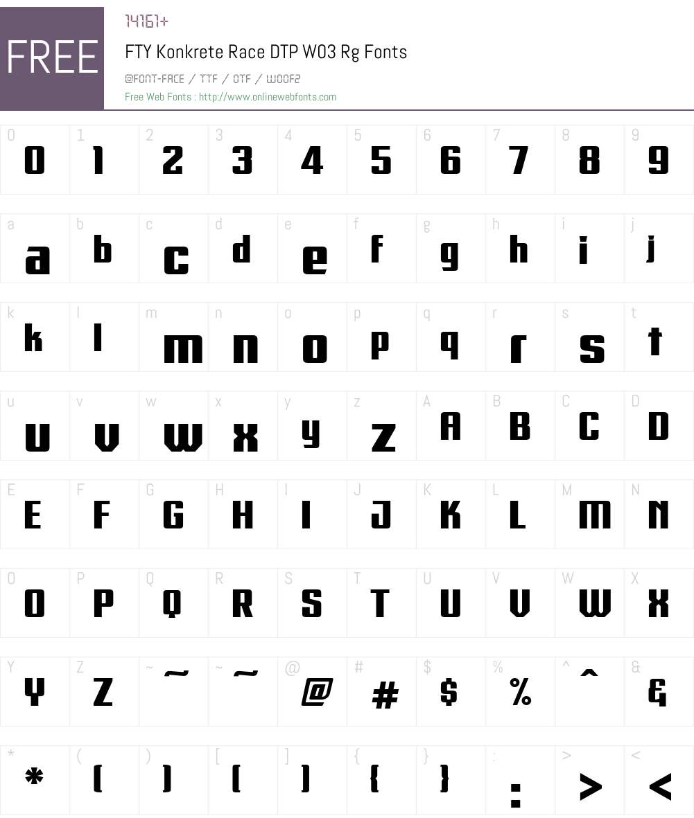 FTYKonkreteRaceDTPW03-Rg Font Screenshots