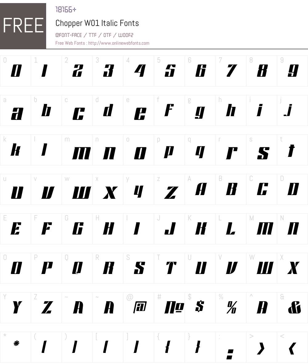 ChopperW01-Italic Font Screenshots