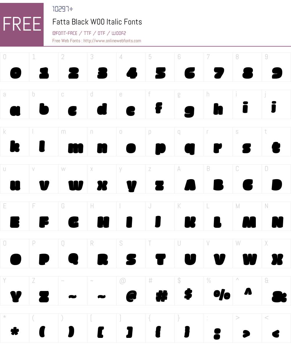 FattaBlackW00-Italic Font Screenshots