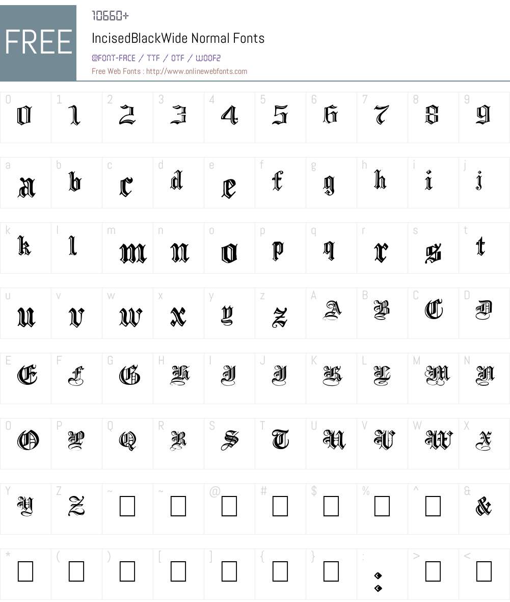 IncisedBlackWide Font Screenshots