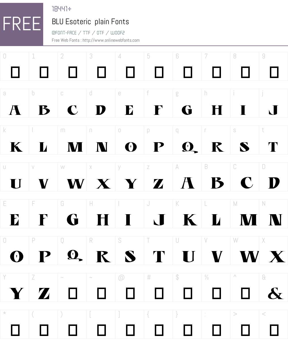 BLU Esoteric Font Screenshots