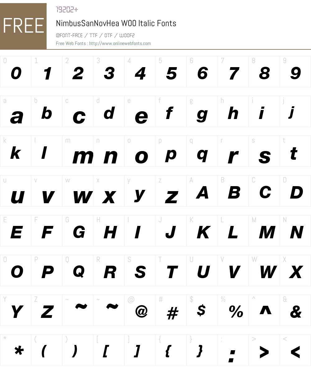 NimbusSanNovHeaW00-Italic Font Screenshots