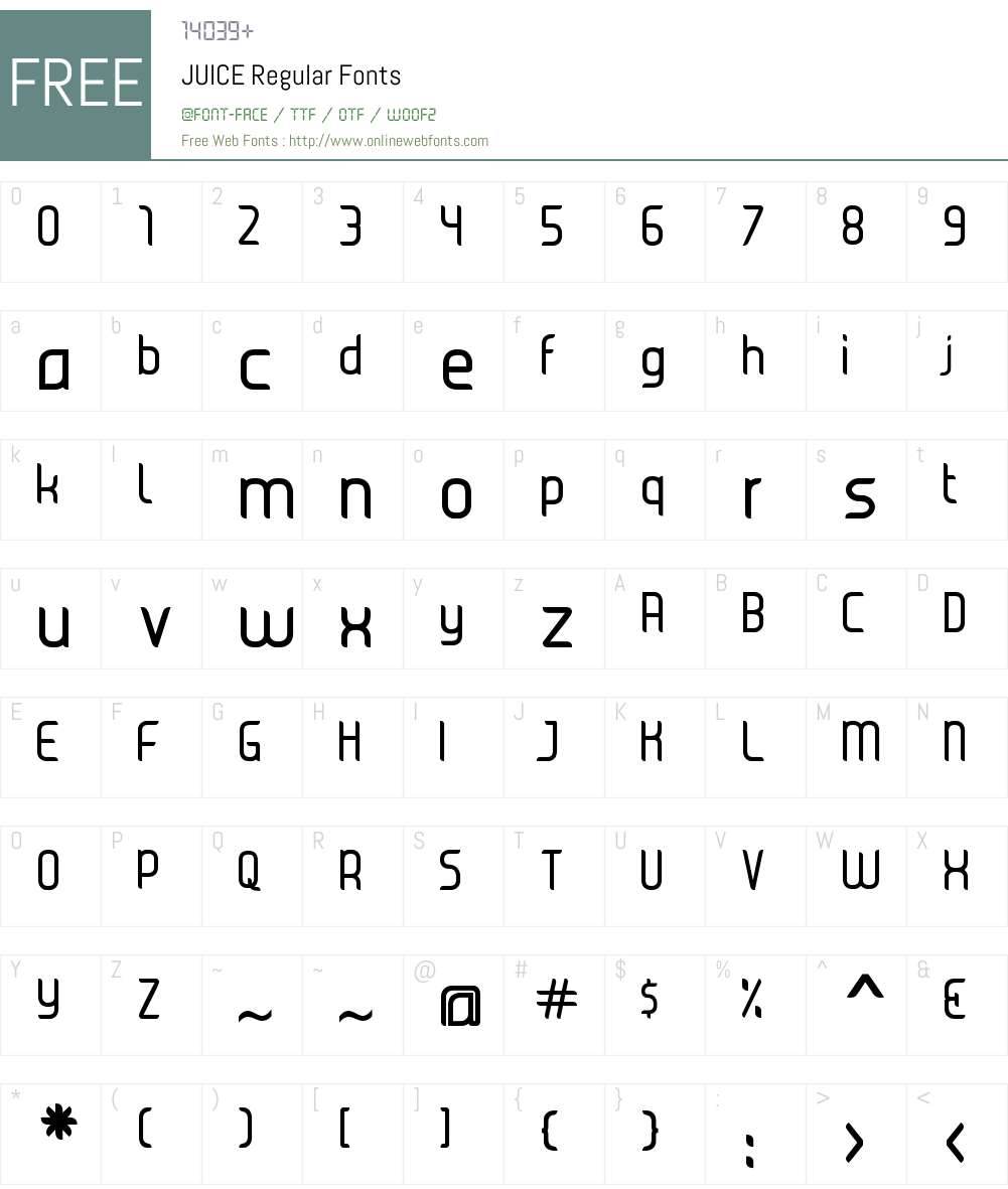 JUICE Regular Font Screenshots