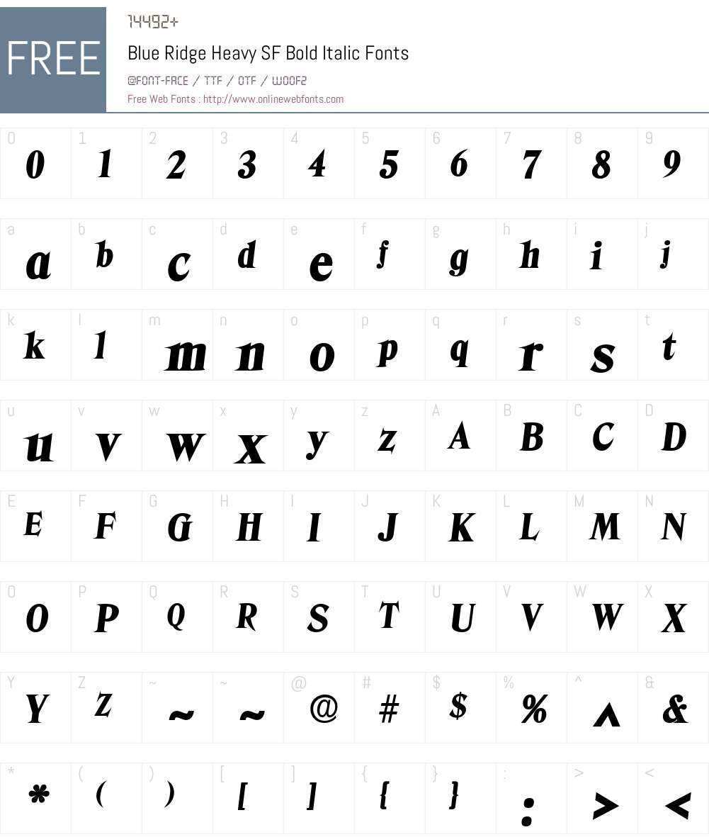Blue Ridge Heavy SF Font Screenshots