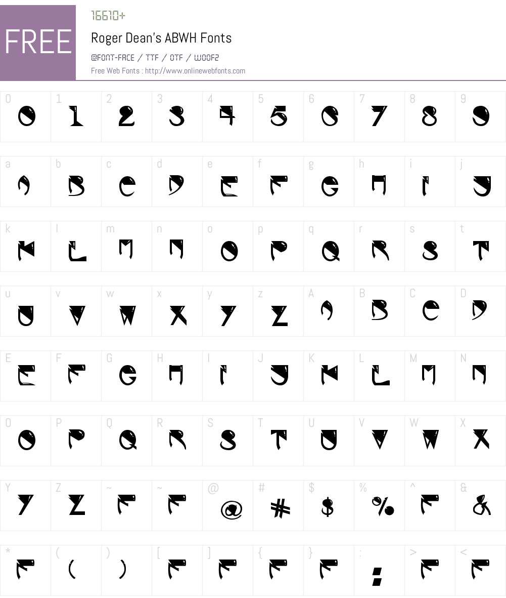 Roger Dean's ABWH Font Screenshots