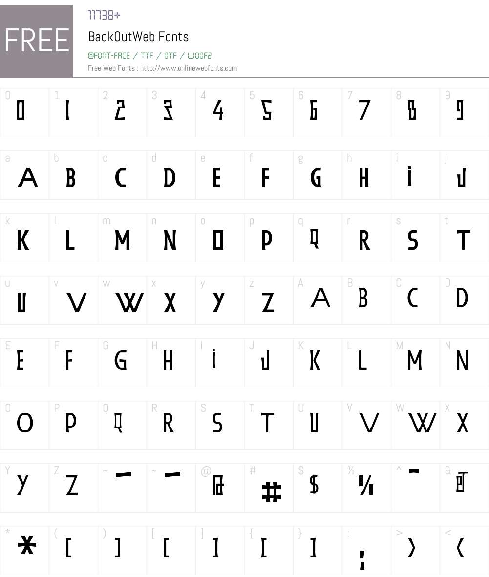 BackOutWeb Font Screenshots