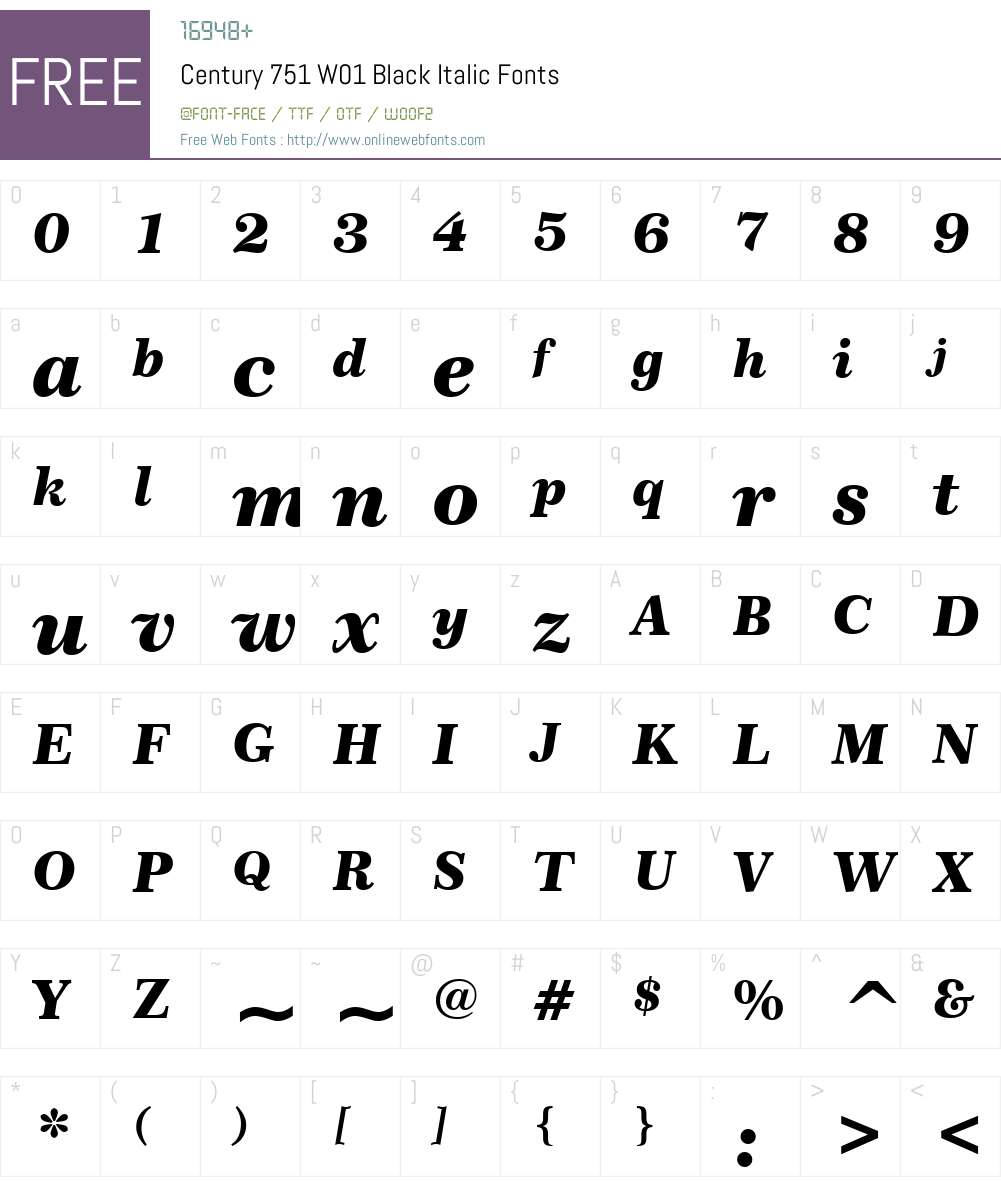 Century751W01-BlackItalic Font Screenshots