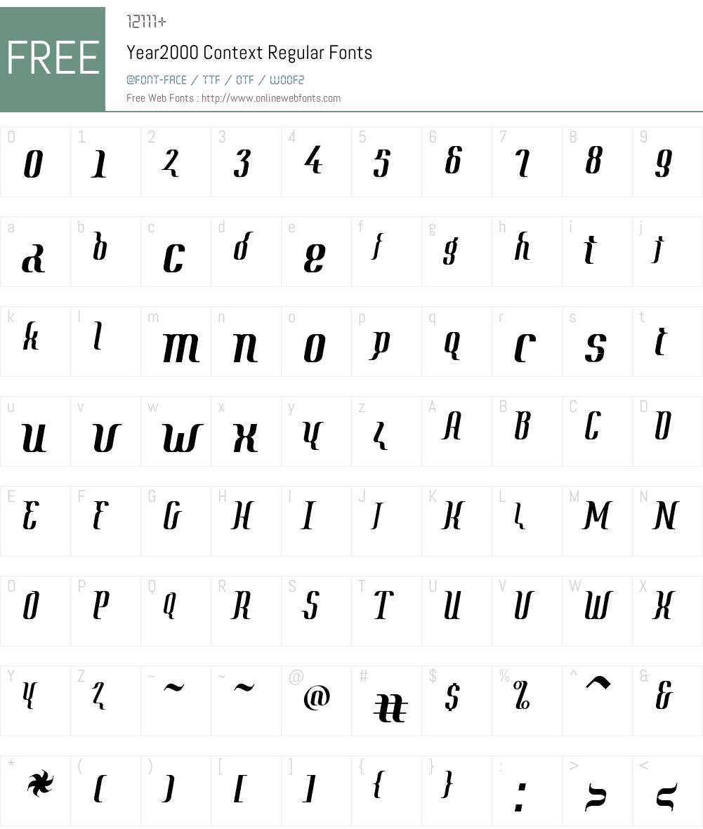 Year2000 Context Regular Font Screenshots