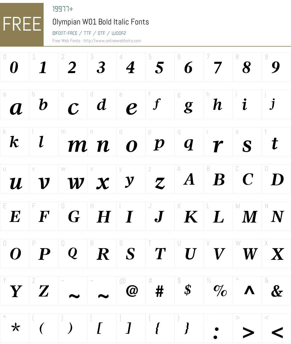OlympianW01-BoldItalic Font Screenshots