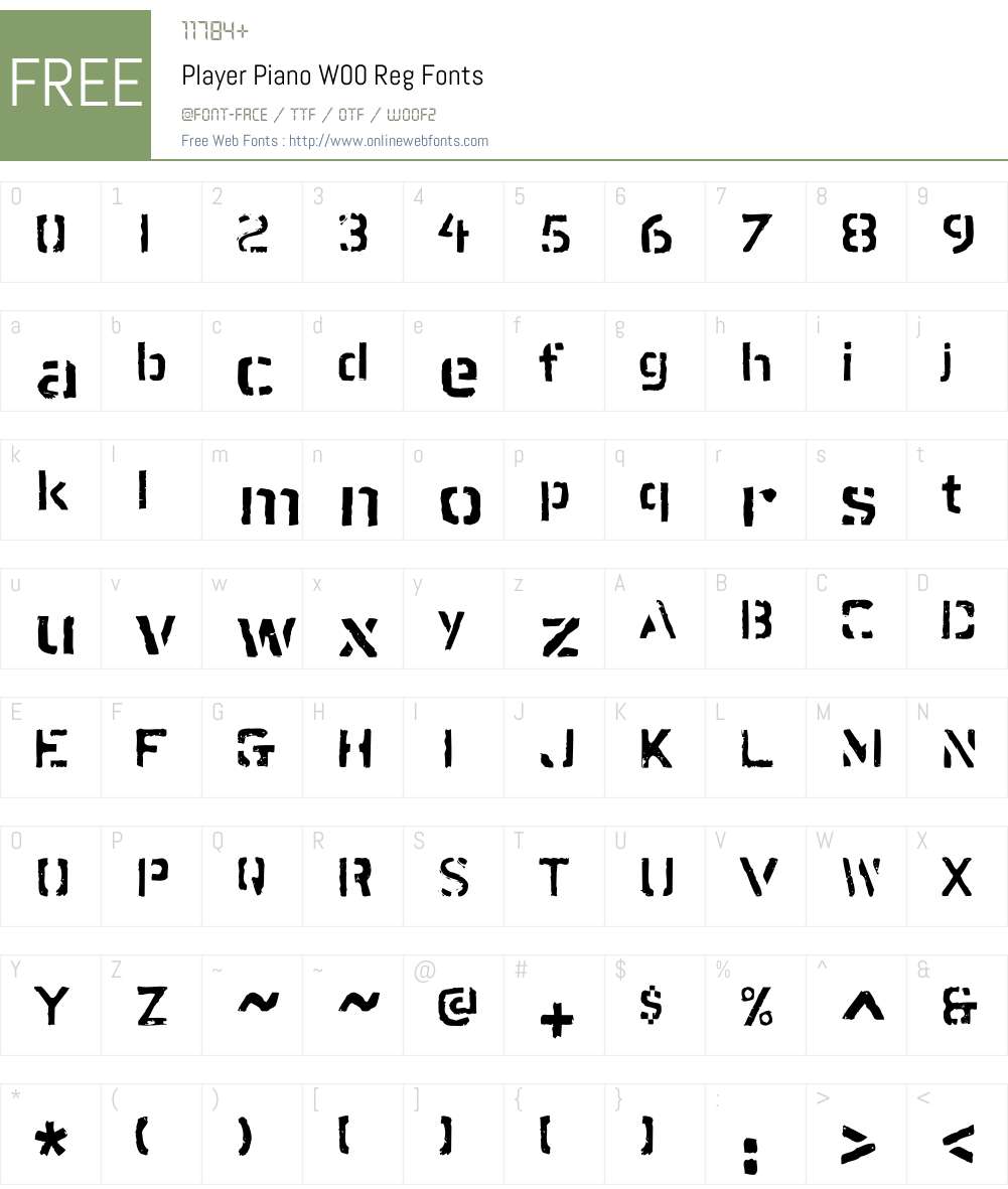 PlayerPianoW00-Reg Font Screenshots