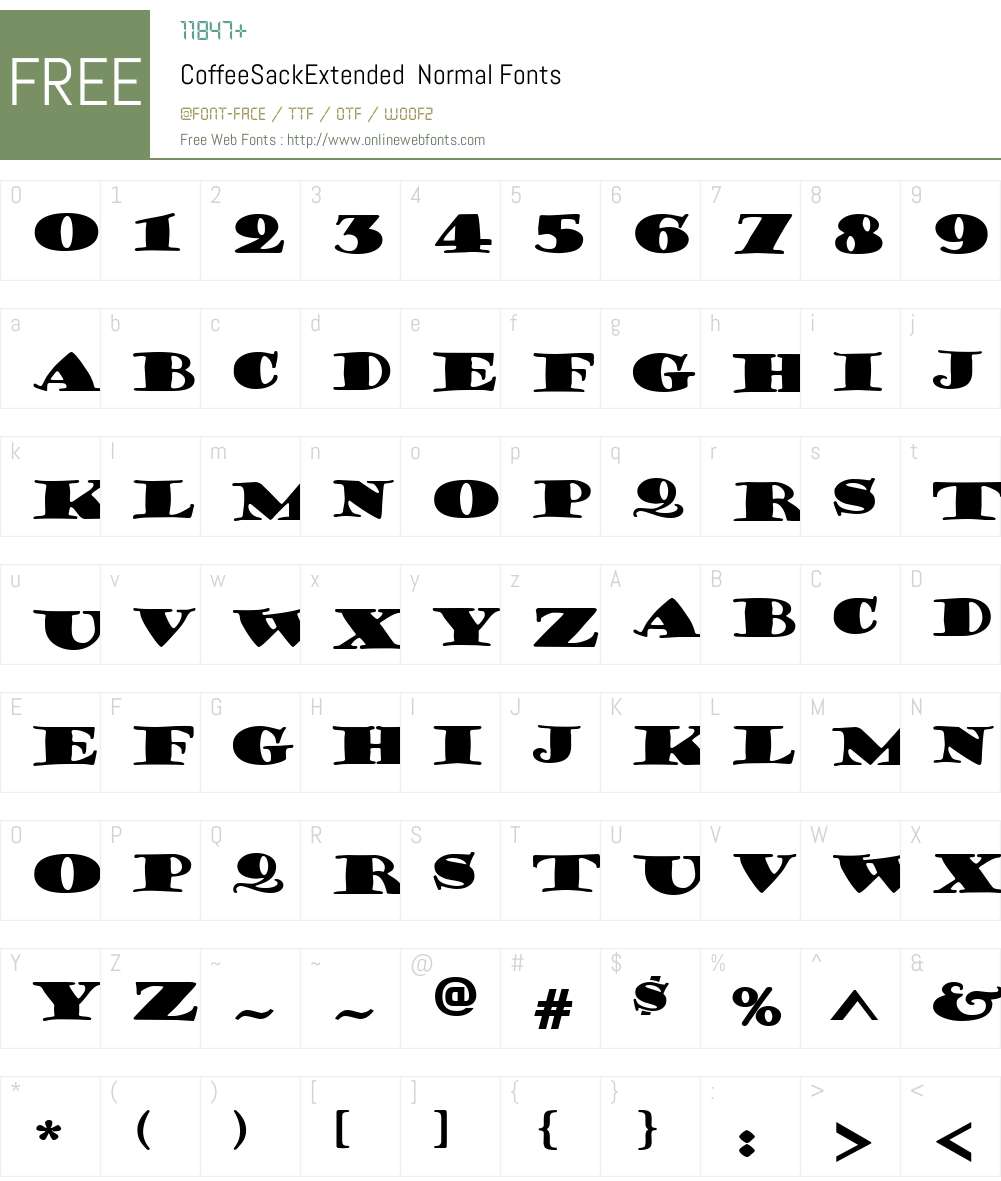 CoffeeSackExtended Font Screenshots