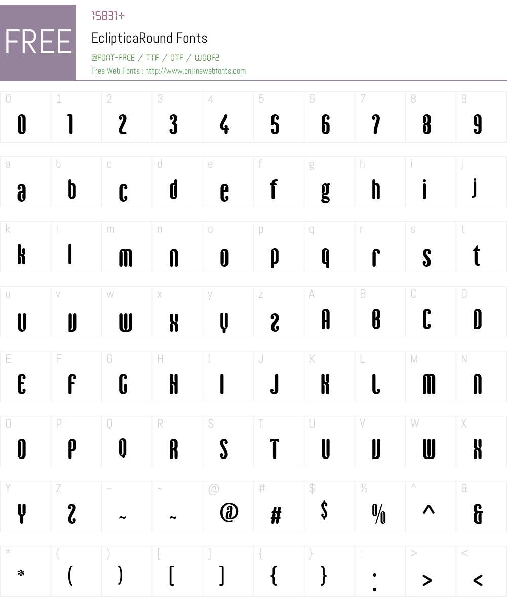EclipticaRoundW01-Reg Font Screenshots