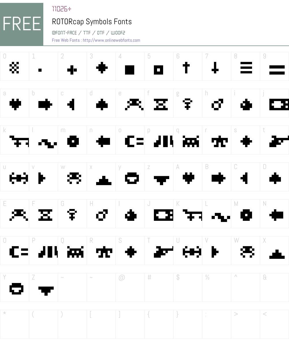 ROTORcap Symbols Font Screenshots
