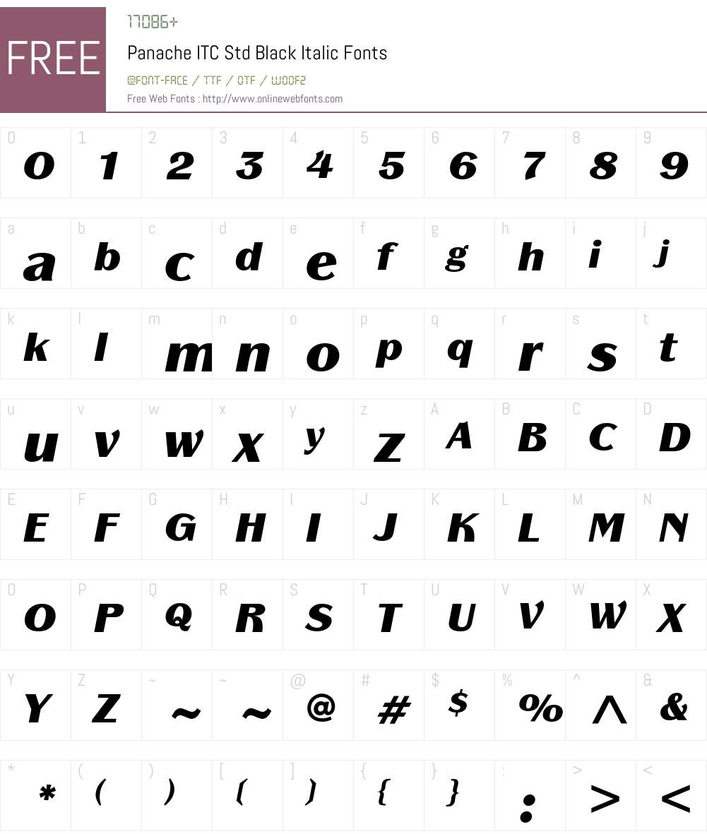 Panache ITC Std Font Screenshots