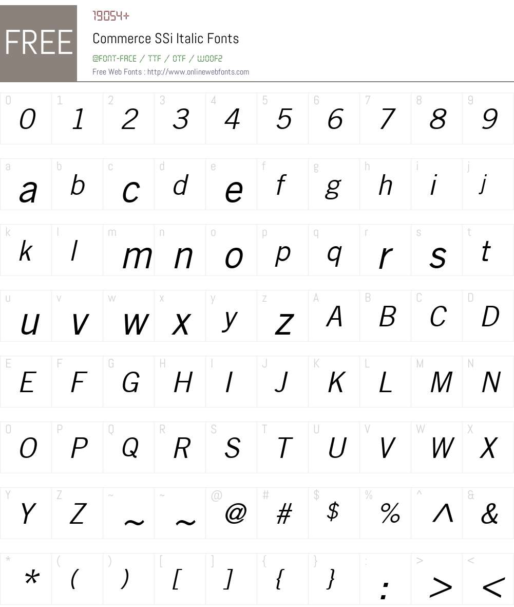 Commerce SSi Font Screenshots