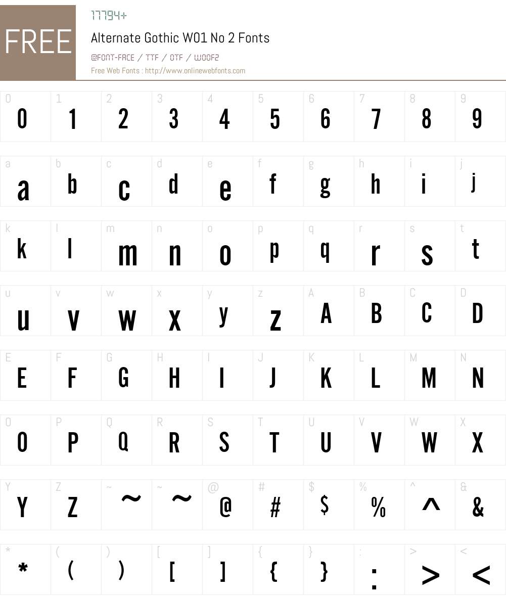 AlternateGothicW01-No2 Font Screenshots