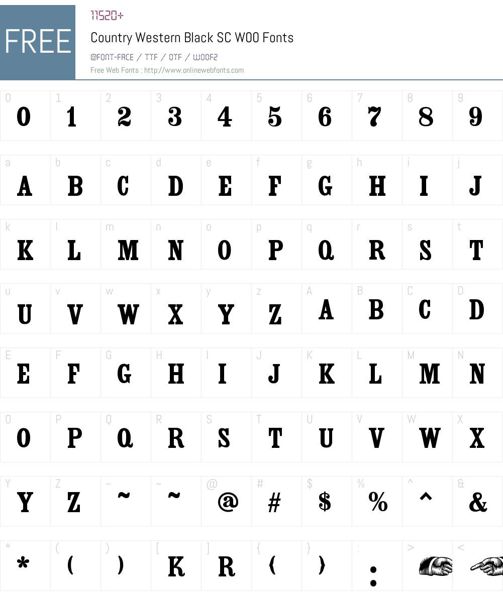 CountryWesternBlackSCW00-Rg Font Screenshots