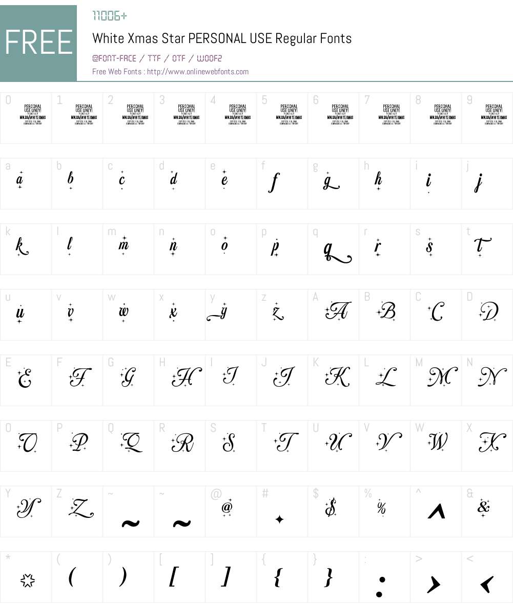 White Xmas Star PERSONAL USE Regular 1.000;FEAKit 1.0 Fonts Free ...