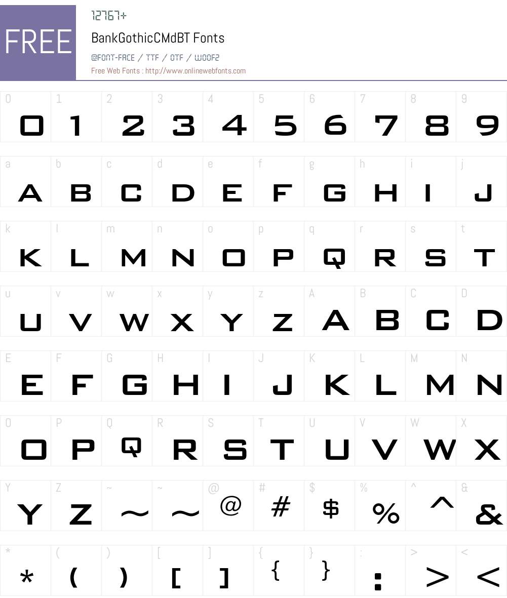BankGothicCMdBT Font Screenshots