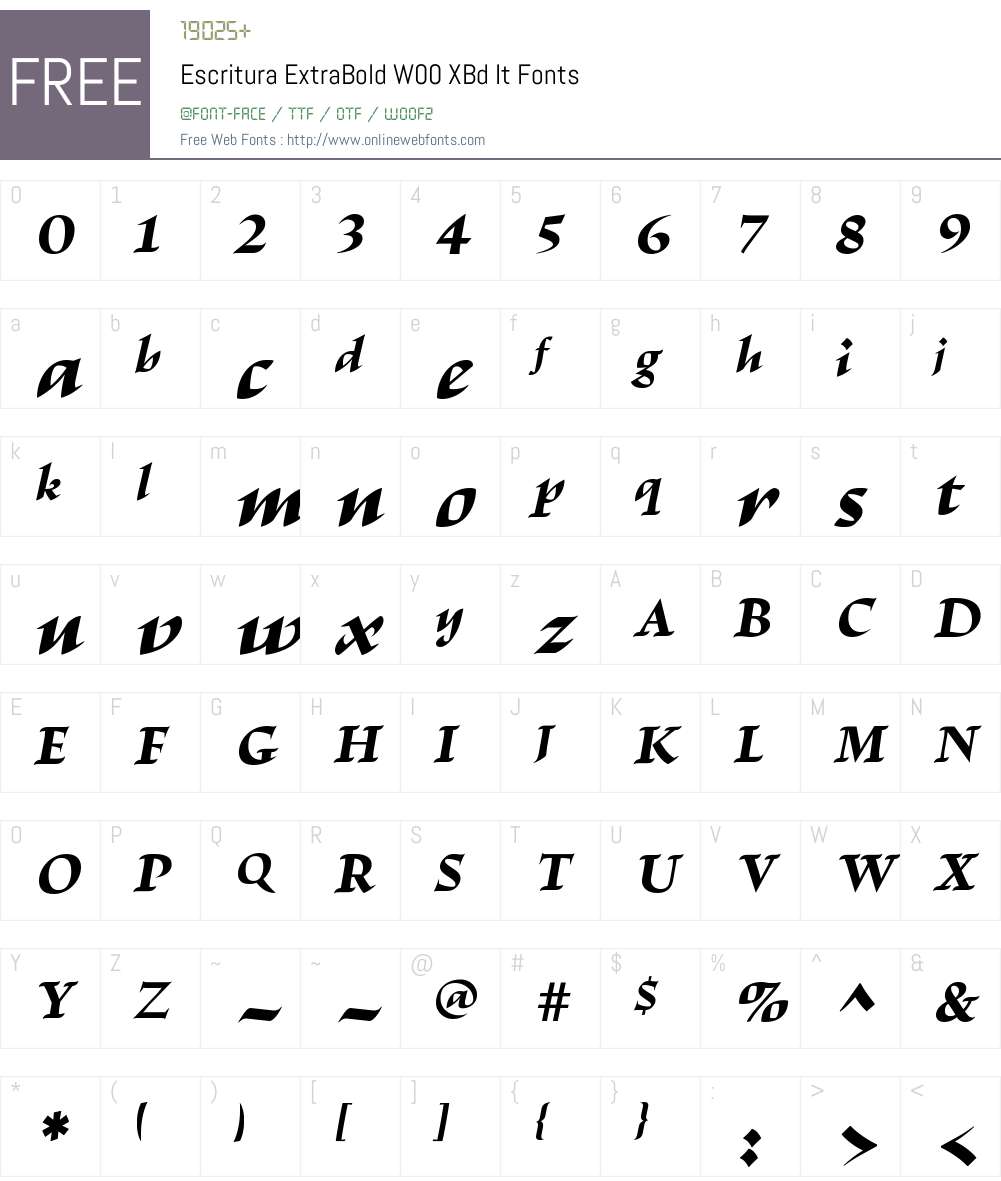 EscrituraExtraBoldW00-XBdIt Font Screenshots