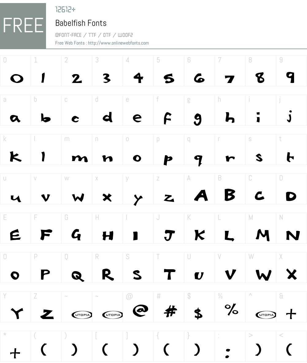 Babelfish Font Screenshots
