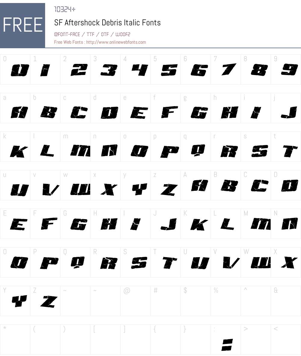 SF Aftershock Debris Font Screenshots