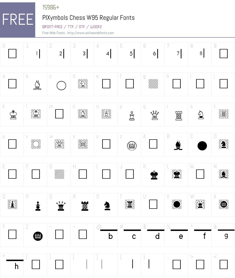 PIXymbolsChessW95-Regular Font Screenshots