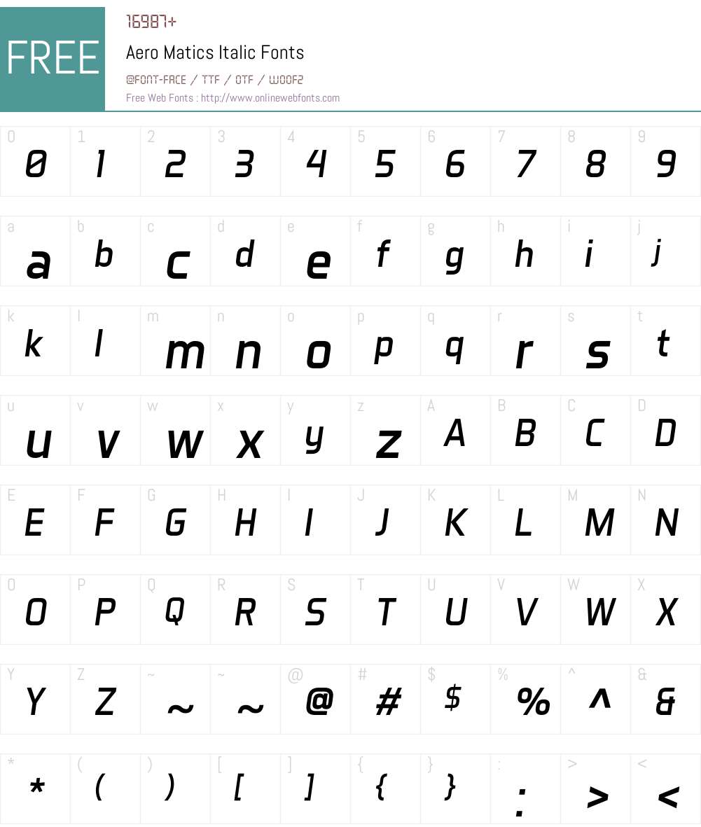 Aero Matics Font Screenshots