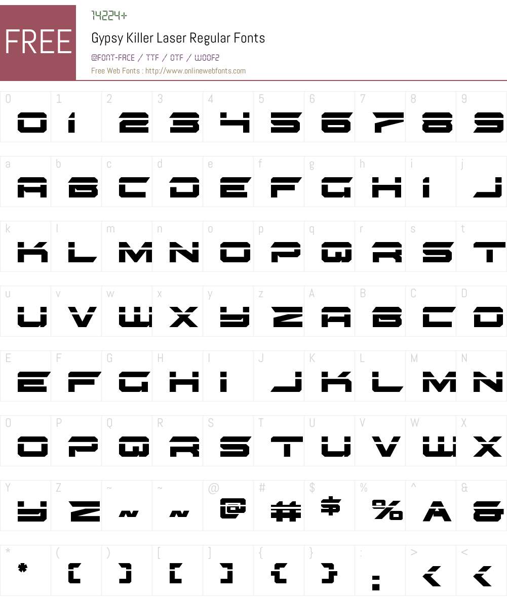 Gypsy Killer Laser Font Screenshots