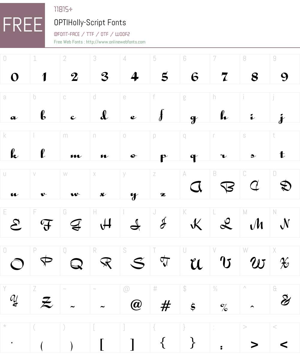 OPTIHolly Font Screenshots