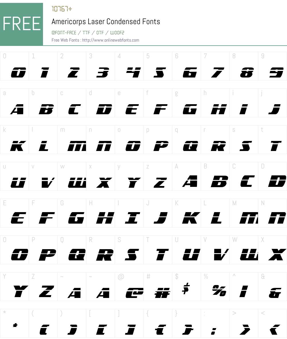 Americorps Laser Condensed Font Screenshots