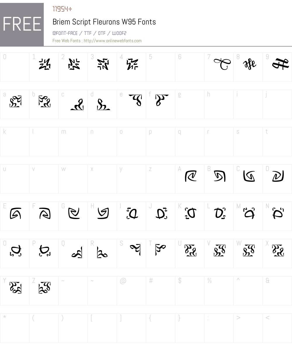 BriemScriptFleuronsW95 Font Screenshots