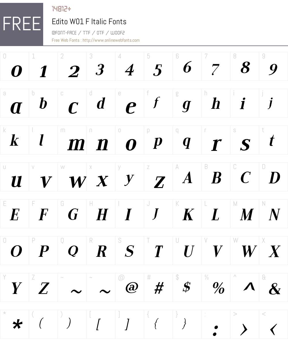EditoW01-FItalic Font Screenshots