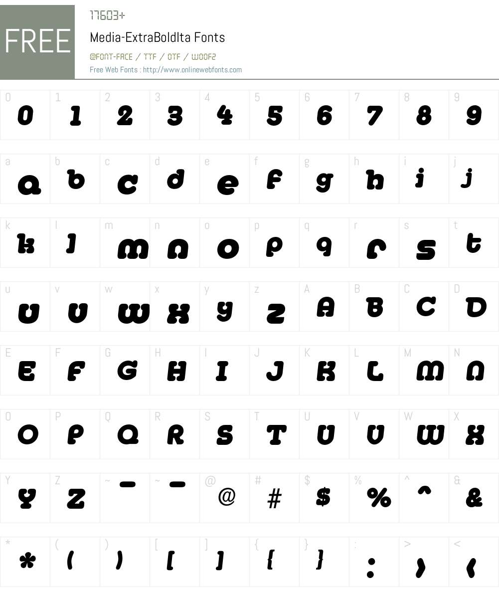 Media-ExtraBoldIta Font Screenshots