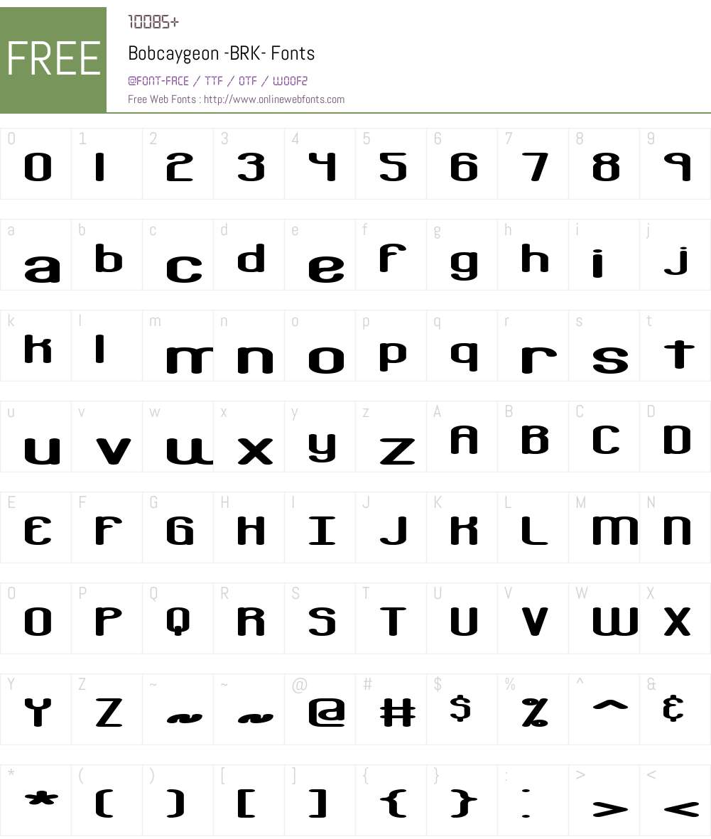 Bobcaygeon (BRK) Font Screenshots