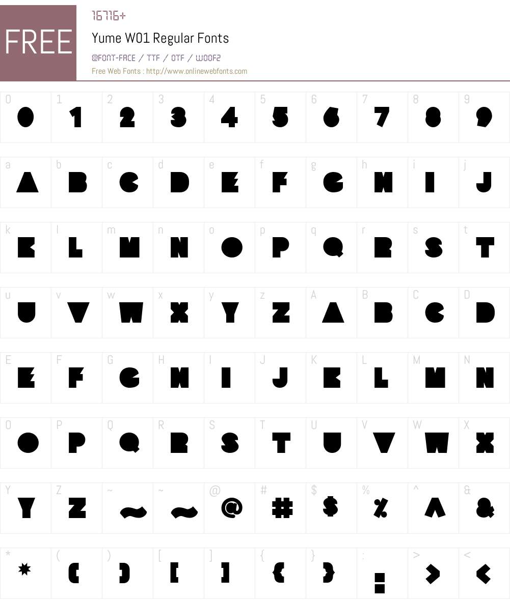 YumeW01-Regular Font Screenshots