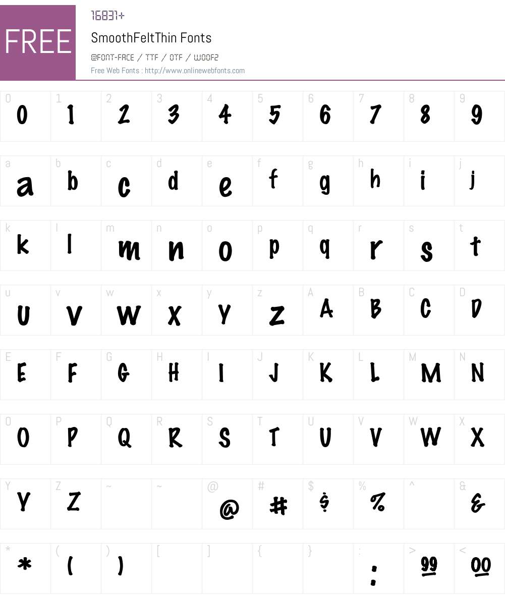 SmoothFeltThin Font Screenshots