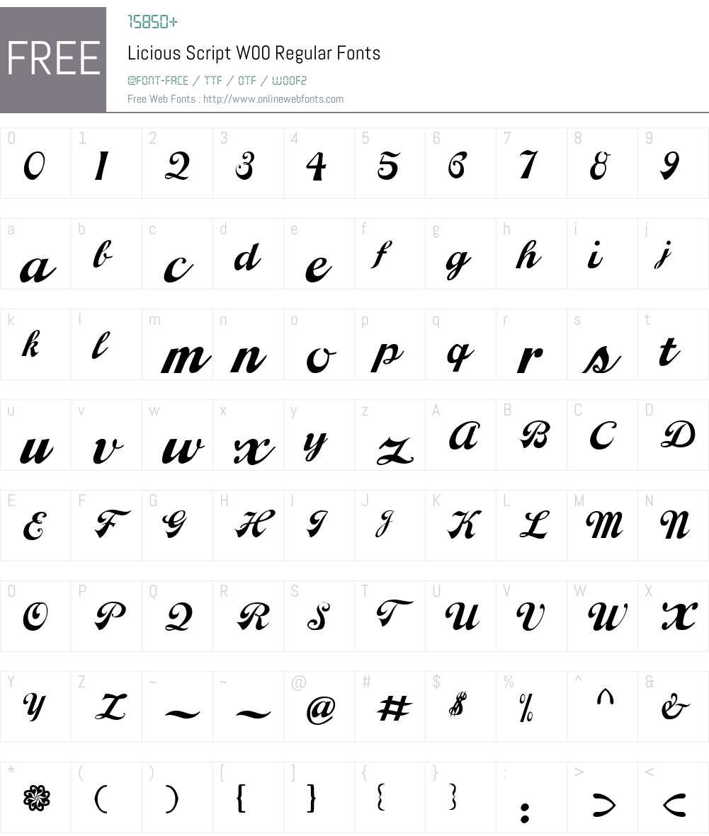 Licious Script Font Screenshots