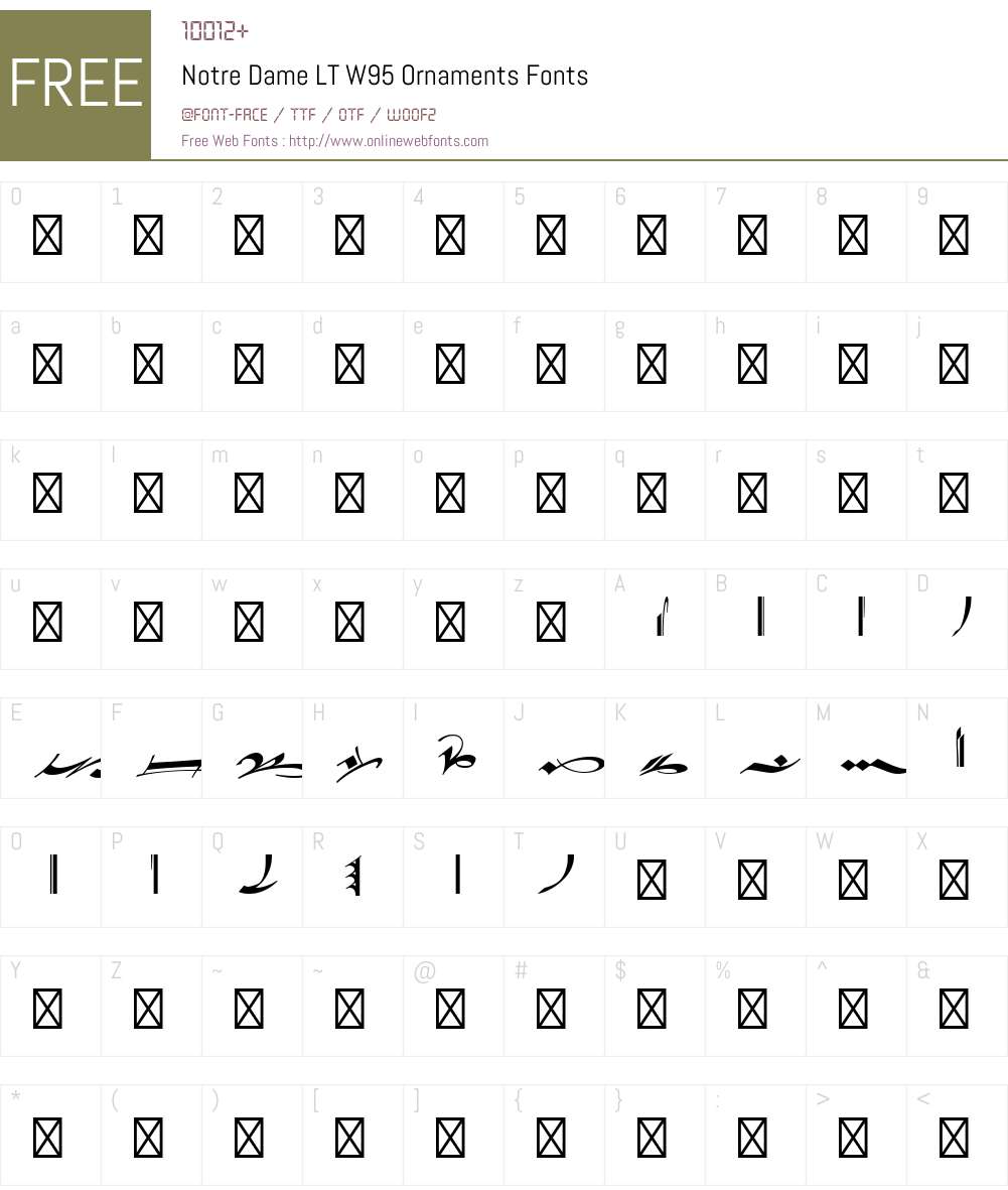 NotreDameLTW95-Ornaments Font Screenshots