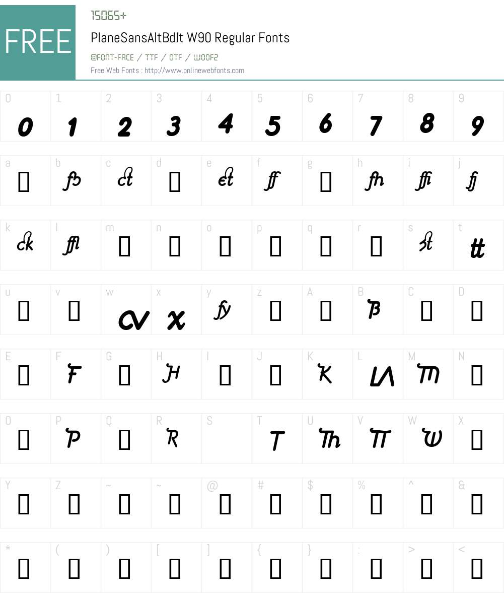 PlaneSansAltBdIt Font Screenshots
