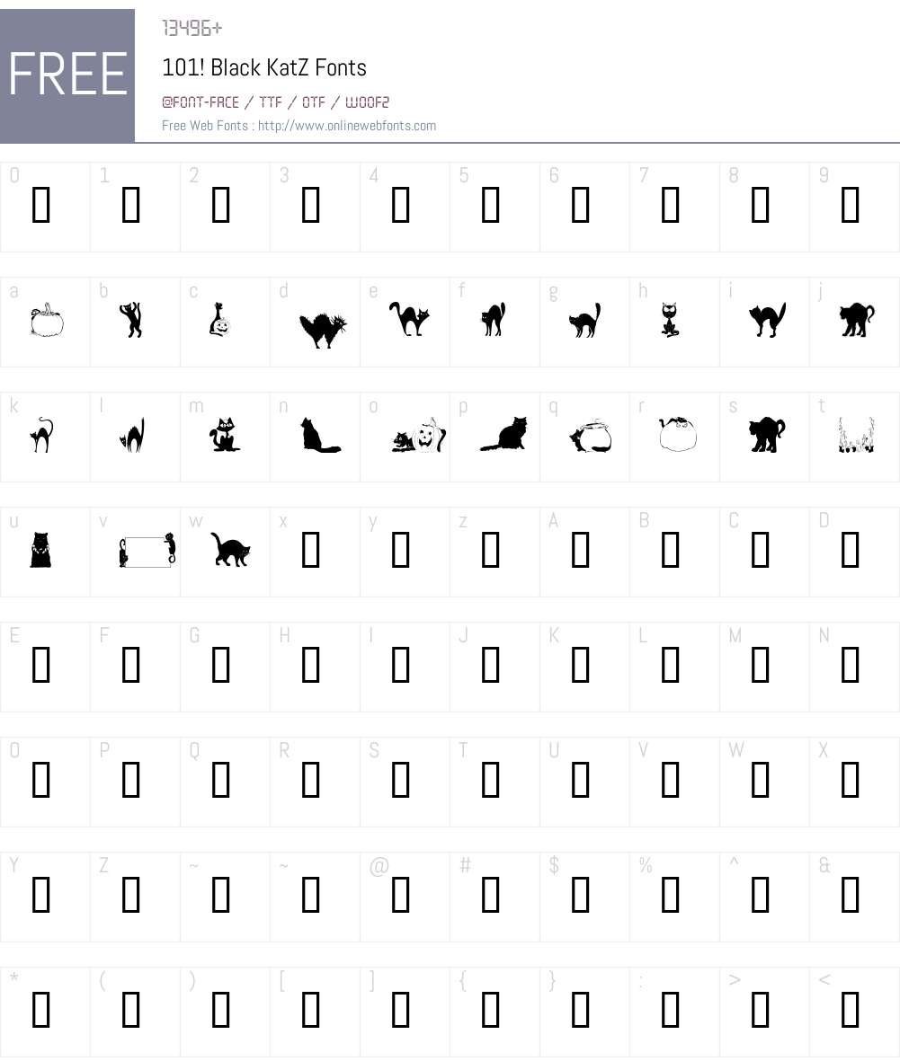 101! Black KatZ Font Screenshots