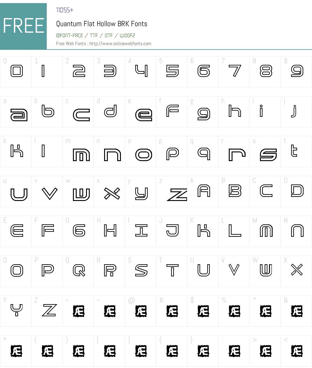 Quantum Flat Hollow BRK Font Screenshots