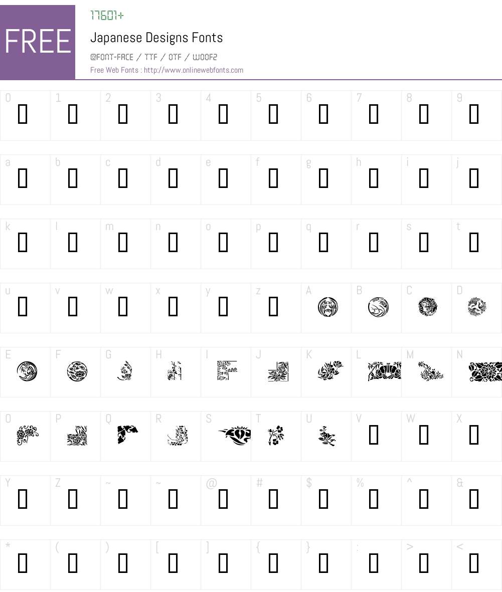 Japanese Designs Font Screenshots