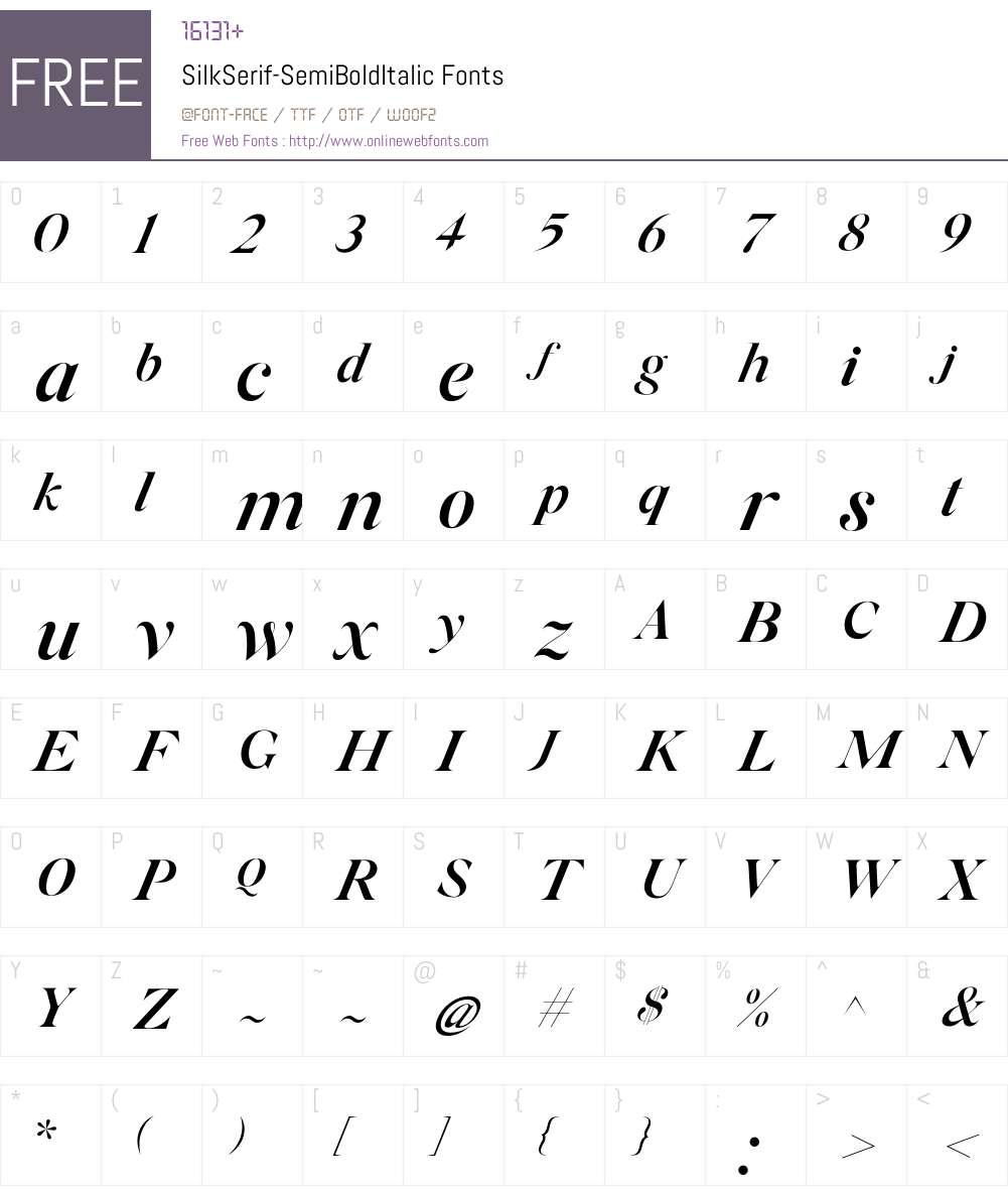 Silk Serif Font Screenshots